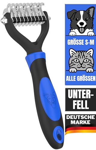 DEZENDO® Unterfellbürste für Hunde & Katzen mit MITTEL- bis LANGHAAR | Tierhaarbürste gegen Verknotungen | Perfekte Fellpflege mit der Katzenbürste & Hundebürste Unterwolle | easy Groom Fellbürste SM